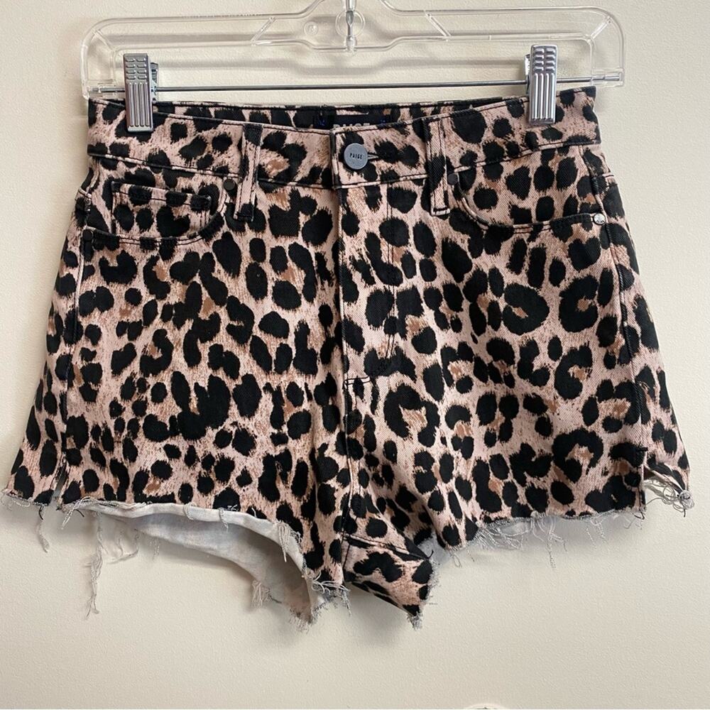 PAIGE Margot Short in Pink Leopard High Rise Animal Print Black Tan Size 25 / 0